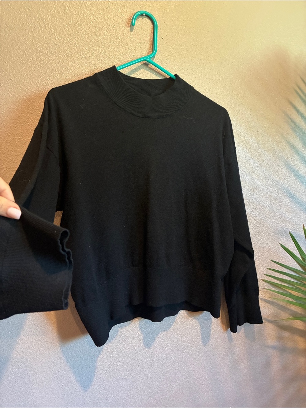 a new day Black Mock Neck Cropped Pullover Sweater